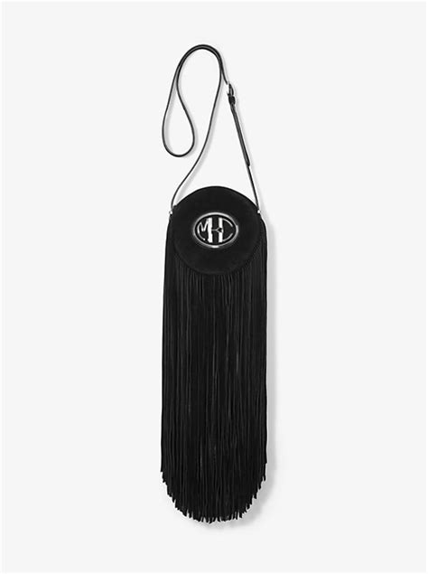 fringe michael kors crossbody|Monogramme Suede Fringed Canteen Crossbody Bag .